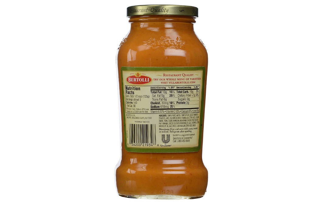 Bertolli Vodka Sauce    Glass Jar  680 grams